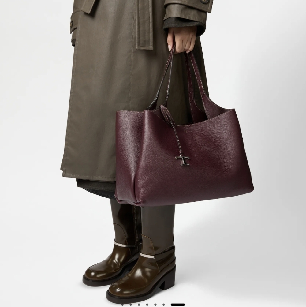 Tod's Medium Apa Leather Tote Burgundy - Picture 4 of 14